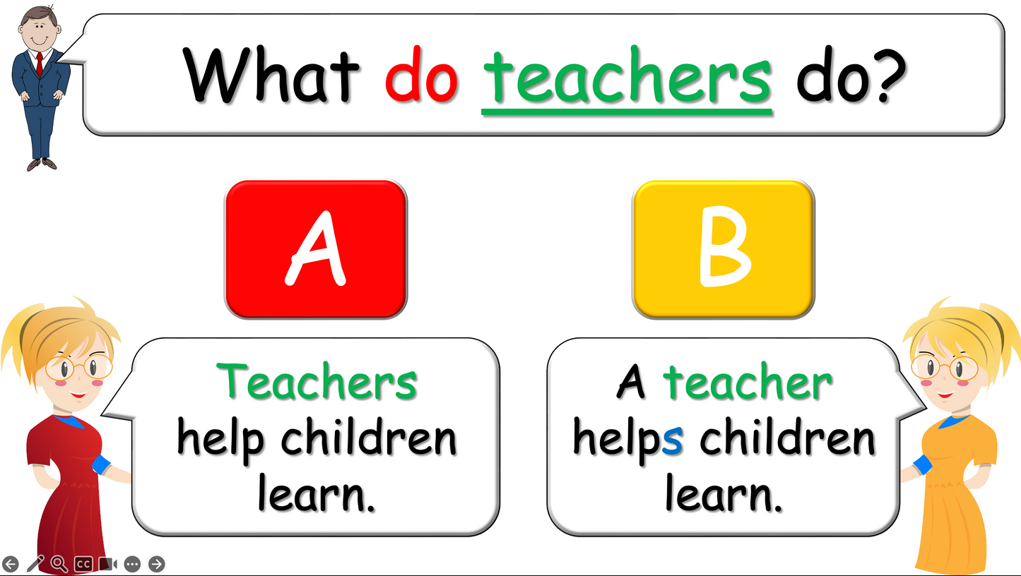 Grade 4-5 - ESL Lesson - Jobs - Part 2 - Using do/does and verbs - PowerPoint Lesson