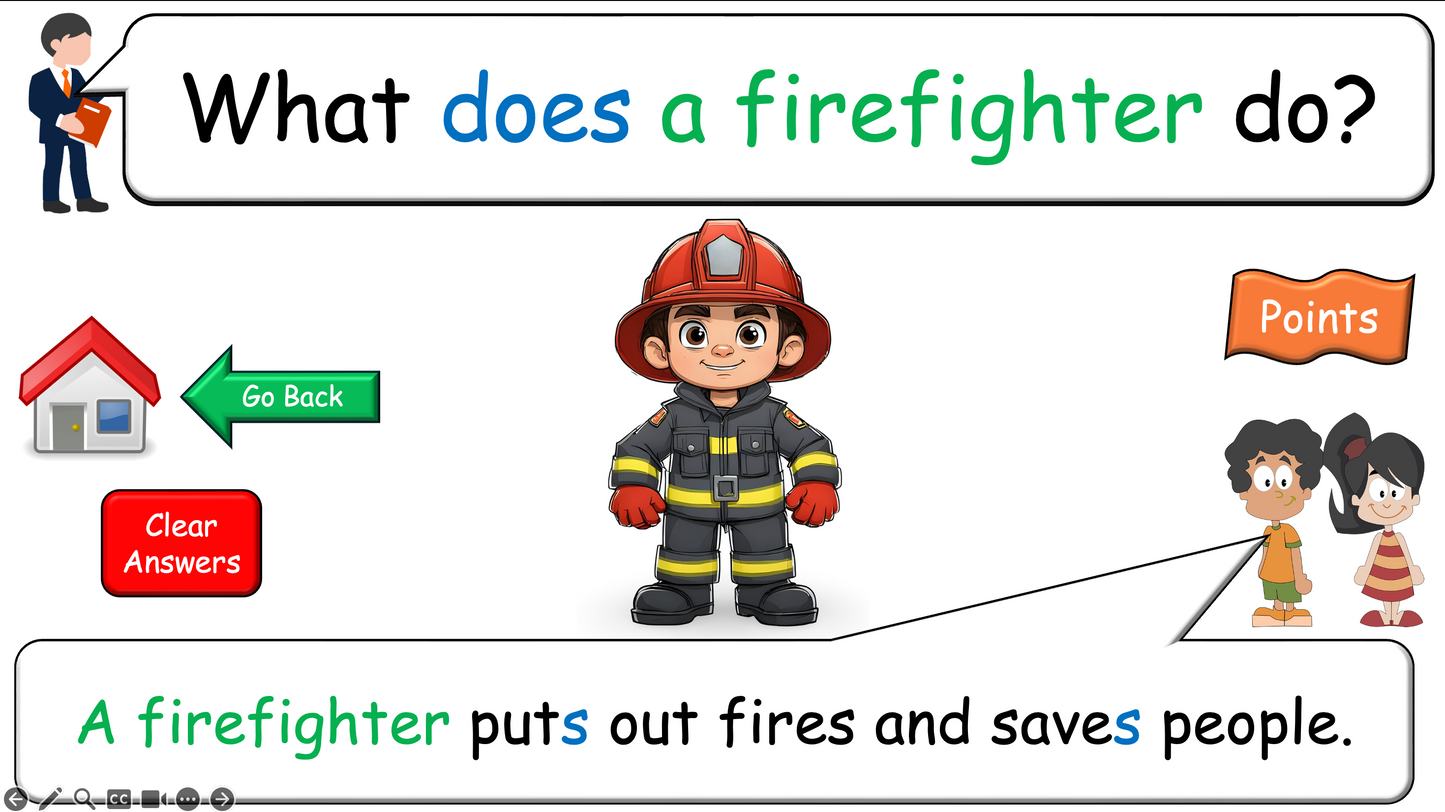 Grade 4-5 - ESL Lesson - Jobs - Part 2 - Using do/does and verbs - PowerPoint Lesson