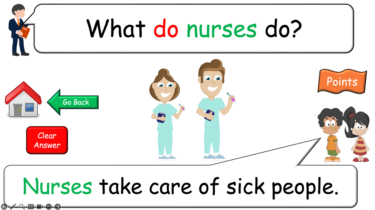Grade 4-5 - ESL Lesson - Jobs - Part 2 - Using do/does and verbs - PowerPoint Lesson