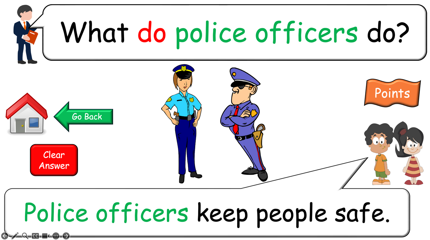 Grade 4-5 - ESL Lesson - Jobs - Part 2 - Using do/does and verbs - PowerPoint Lesson