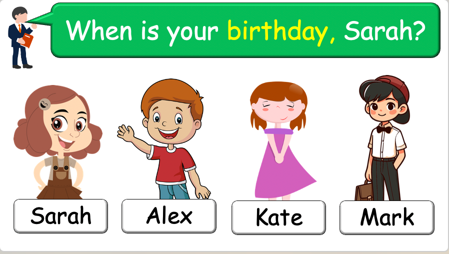 Grade 3-4 - ESL Lesson - Ordinal Numbers and Birthdays - Part 2 - PowerPoint Lesson