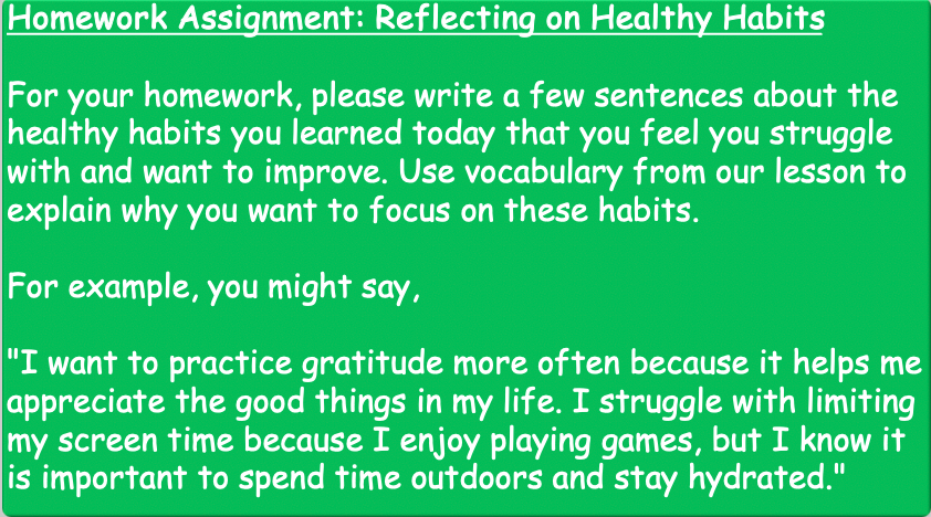 Grade 6-8 - ESL Lesson - Healthy Habits - Part 1