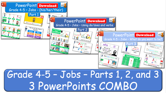 Grade 4-5 - ESL Lesson - Jobs - Part 1, 2, and 3 - COMBO Bundle DEAL - 3 PowerPoints