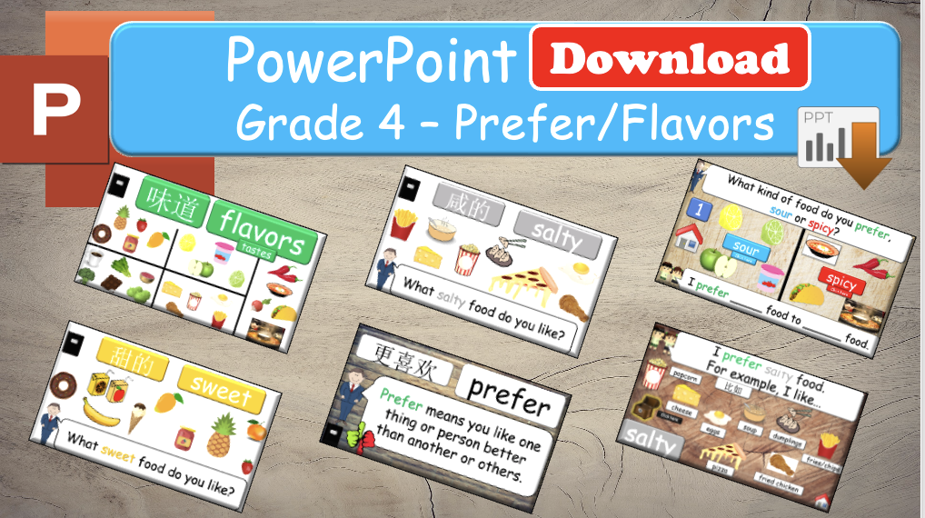 Grade 4 - ESL Lesson - Prefer/Flavors - PowerPoint Lesson