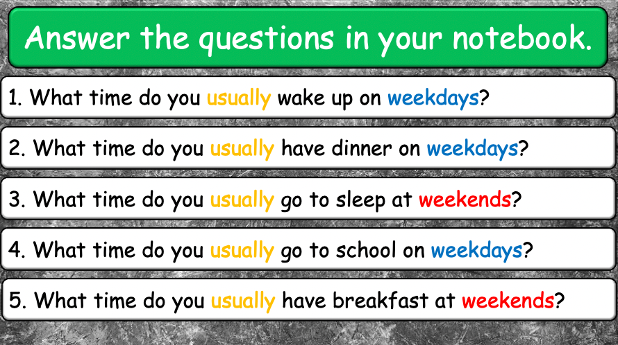 Grade 4 - ESL Lesson - Daily Routine / Time - PowerPoint Lesson