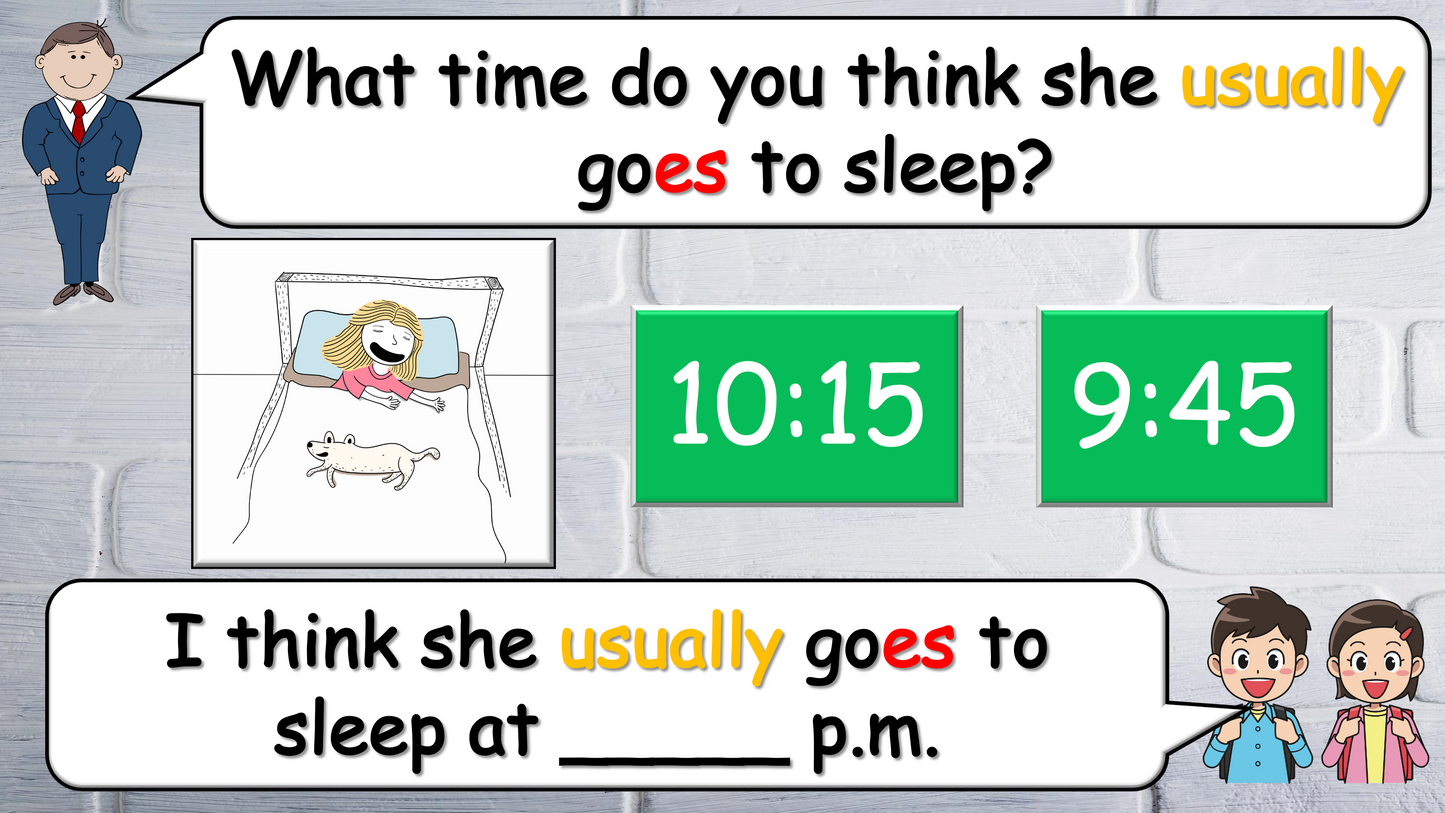 Grade 4 - ESL Lesson - Daily Routine / Time - PowerPoint Lesson
