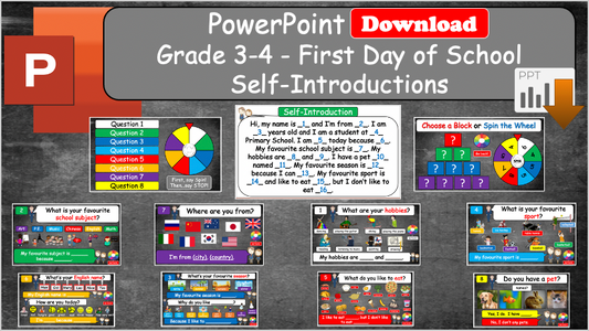 Grade 3-4 - ESL Lesson - First day of school? - Self-Introductions - PowerPoint Lesson