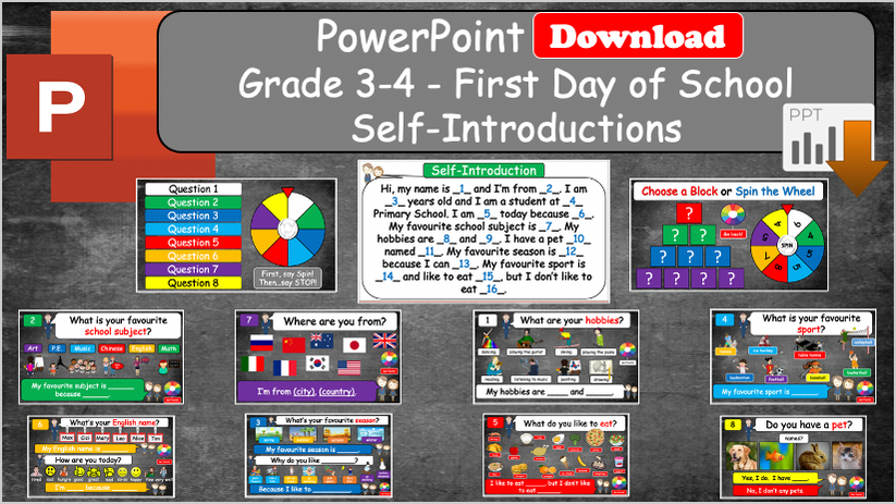 Grade 3-4 - ESL Lesson - First day of school? - Self-Introductions - P ...