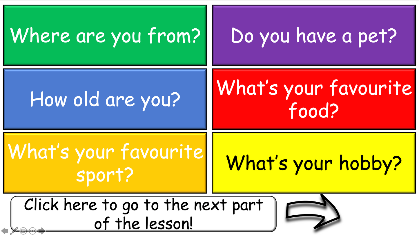 Grade 3-4 - ESL Lesson - First day of school? - Self-Introductions - PowerPoint Lesson