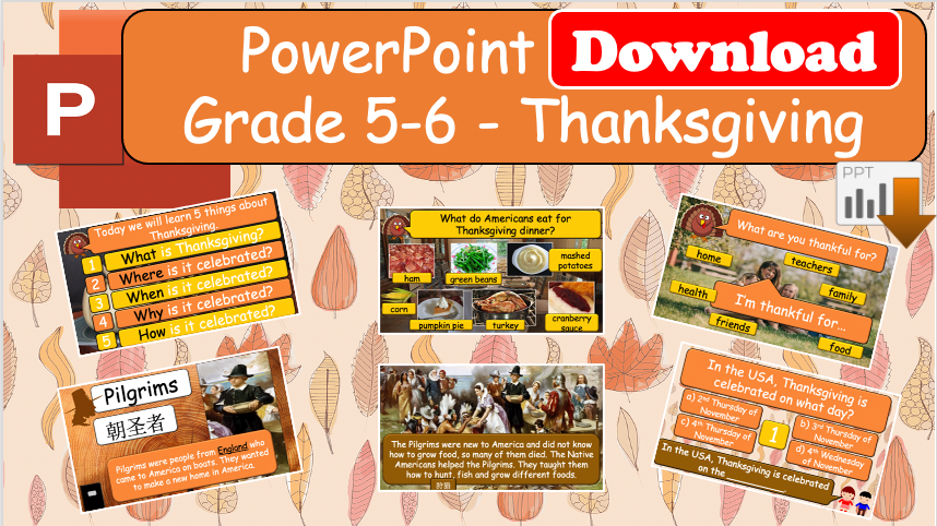Grade 5-6 - ESL Lesson - Thanksgiving Lesson