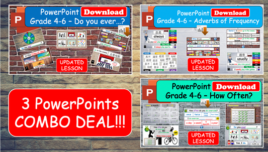 Grade 4-6 - ESL Lesson - Do you ever?/Adverbs of Frequency/How Often - COMBO Bundle DEAL - 3 PowerPoints