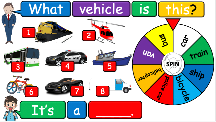 Grade 2 (or 1) - ESL Lesson - Vehicles - Part 1 - PowerPoint Lesson