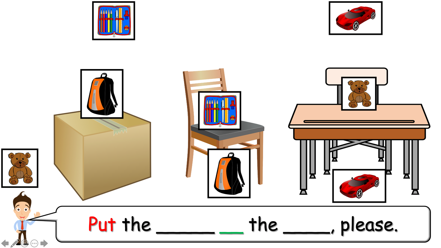 Grade 2-3 - ESL Lesson - Prepositions and "put" - PowerPoint Lesson