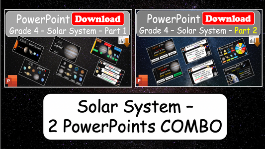 Grade 4 - ESL Lesson - Solar System (Part 1+2) COMBO Deal! 2 PowerPoint Lessons