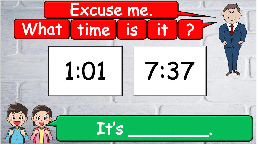 Grade 2-3 - ESL Lesson - What time is it? - PowerPoint Lesson