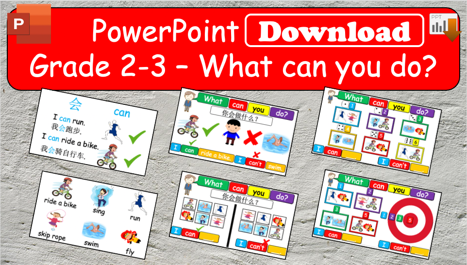 Grade 2-3 - ESL Lesson - What can you do? - PowerPoint Lesson