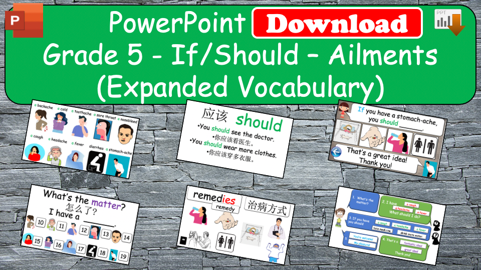 Grade 5 - ESL Lesson - If/Should - Ailments - Expanded Version - PowerPoint Lesson