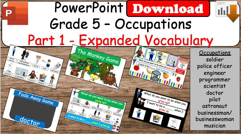 Grade 5 - ESL Lesson - Occupations - Part 1 - Expanded Vocabulary - PowerPoint Lesson