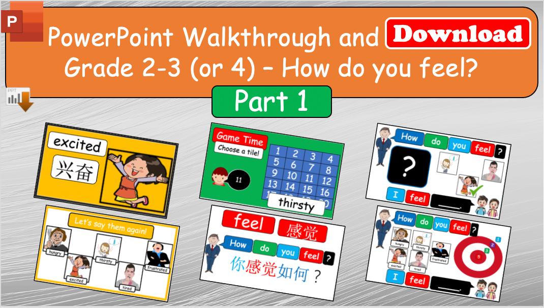 Grade 2-3 (or 4) - ESL Lesson - How do you feel? - Part 1 - PowerPoint Lesson