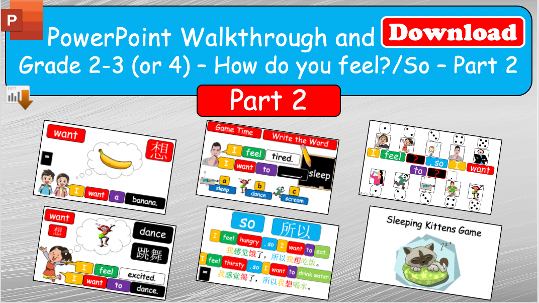 Grade 2-3 (or 4) - ESL Lesson - How do you feel? Part 1 and 2 COMBO Deal - 2 PowerPoints Lessons