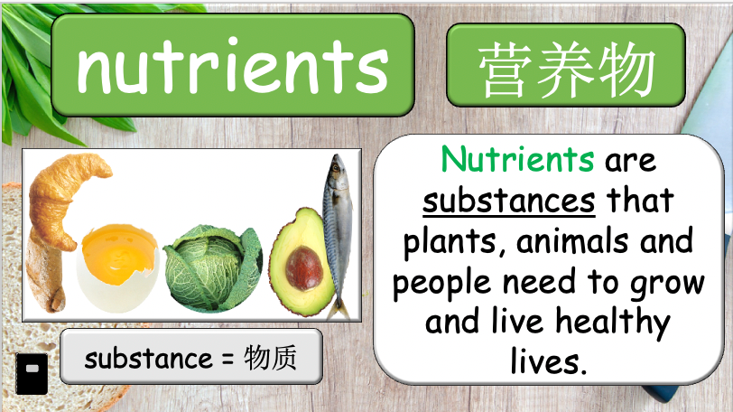 Grade 5-6 - ESL Lesson - Nutrients and Food Groups - Part 1 - PowerPoint Lesson