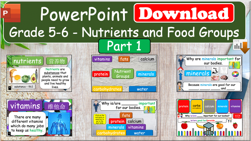 Grade 5-6 - ESL Lesson - Nutrients And Food Groups - Part 1 And 2 Comb ...