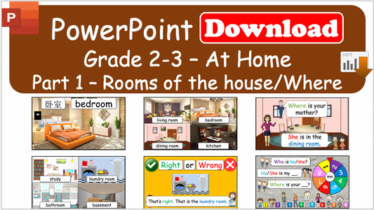 Grade 2-3 - ESL Lesson - At Home - Part 1 - Rooms of the house/Where