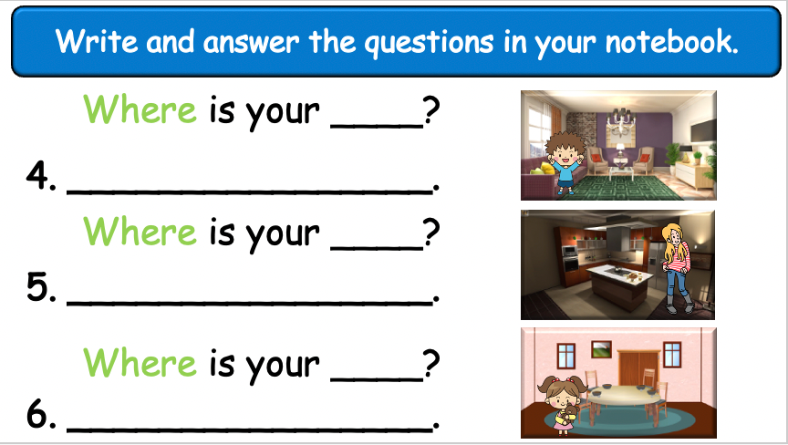 Grade 2-3 - ESL Lesson - At Home - Part 1 - Rooms of the house/Where