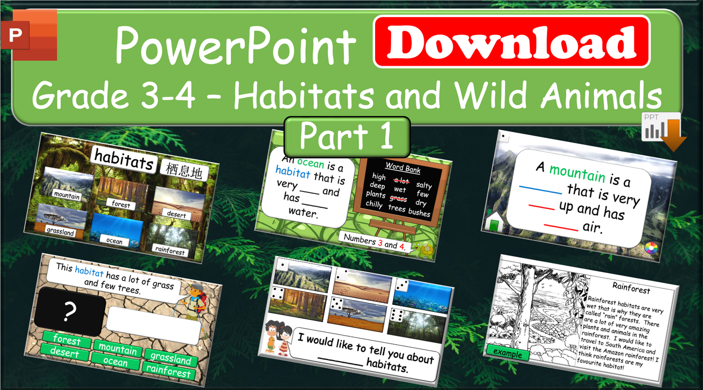 Grade 3-4 - ESL Lesson - Habitats and Wild Animals - Part 1