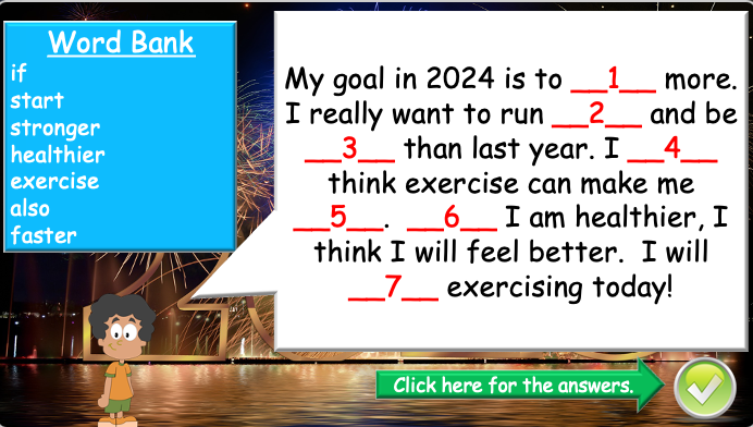 Grade 4-6 - ESL Lesson - New Year's resolutions - Part 2 - PowerPoint Lesson