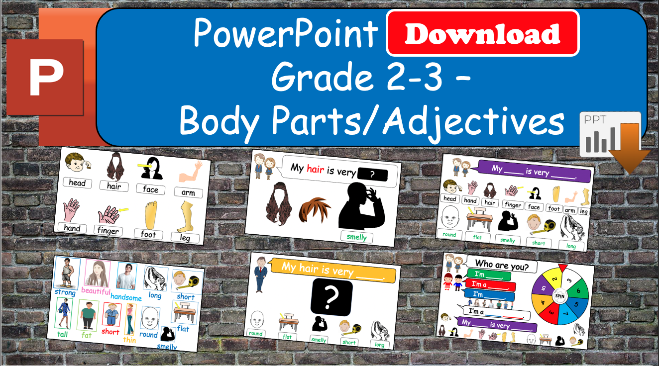 Grade 2-3 - ESL Lesson - Body Parts / Adjectives - PowerPoint Lesson