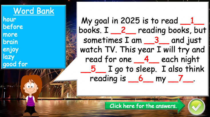 Grade 4-6 - ESL Lesson - New Year's resolutions - Part 2 - PowerPoint Lesson