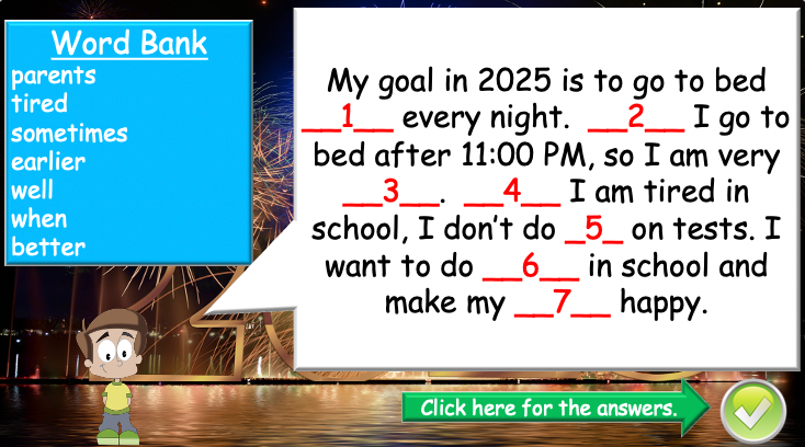 Grade 4-6 - ESL Lesson - New Year's resolutions - Part 2 - PowerPoint Lesson