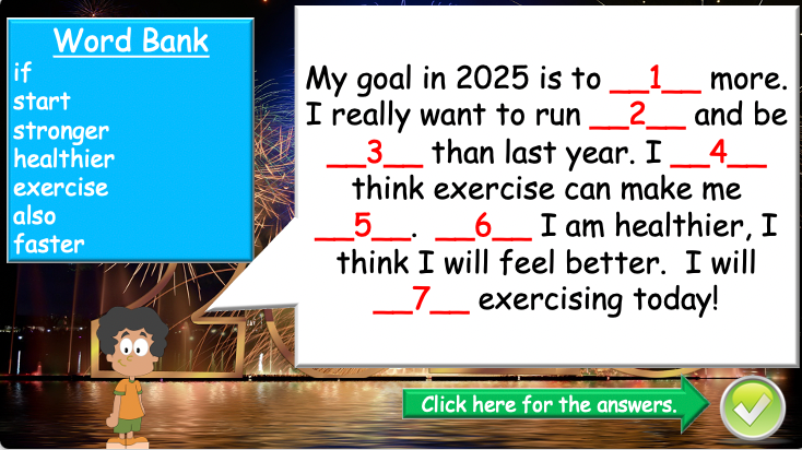 Grade 4-6 - ESL Lesson - New Year's resolutions - Part 2 - PowerPoint Lesson