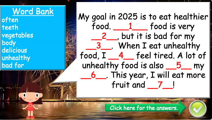 Grade 4-6 - ESL Lesson - New Year's resolutions - Part 2 - PowerPoint Lesson