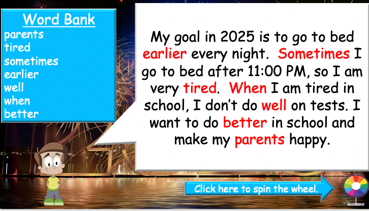 Grade 4-6 - ESL Lesson - New Year's resolutions - Part 2 - PowerPoint Lesson