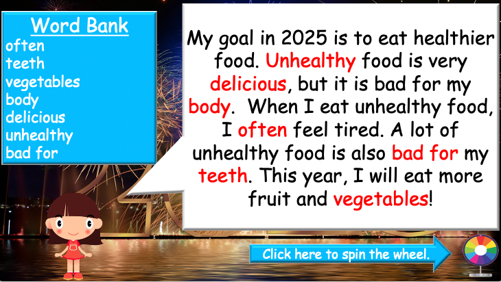 Grade 4-6 - ESL Lesson - New Year's resolutions - Part 2 - PowerPoint Lesson