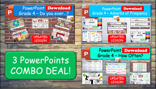 Grade 4 - ESL Lesson - Do you ever?/Adverbs of Frequency/How Often - COMBO Bundle DEAL - 3 PowerPoints