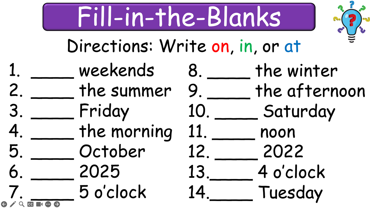 Grade 4 - ESL Lesson - Adverbs of Frequency - PowerPoint Lesson