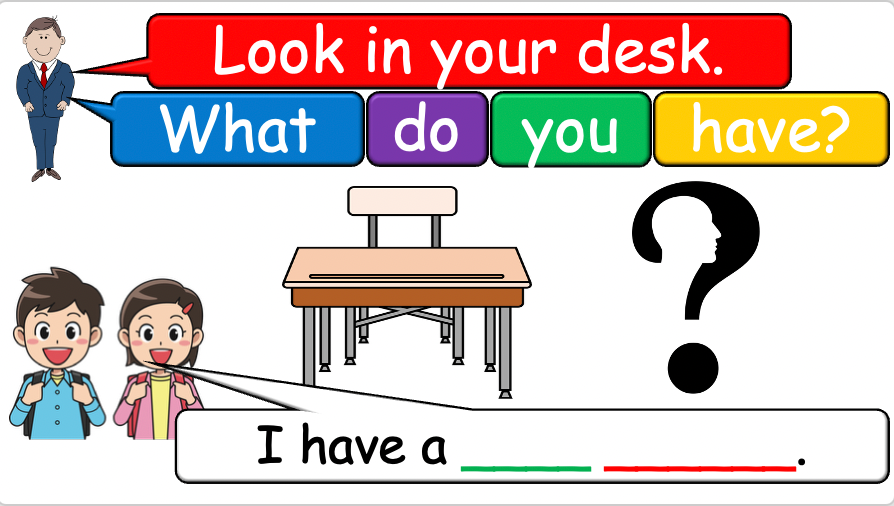 Grade 1-2 - ESL Lesson - What do you have? / Classroom Objects - PowerPoint Lesson