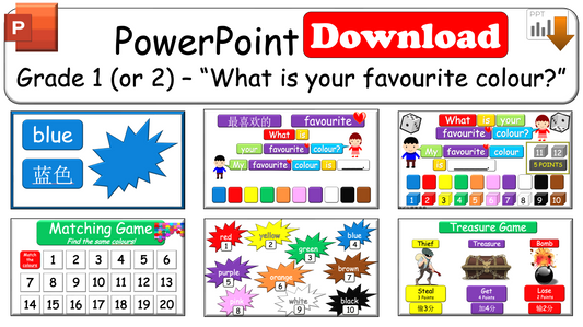 Grade 1-2 - ESL Lesson - "What is your favourite colour?" - Colours - PowerPoint Lesson