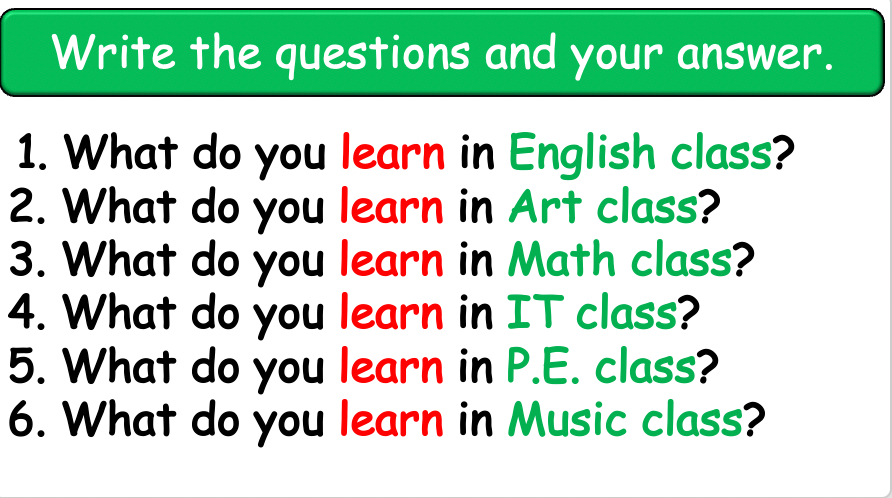 Grade 4-5 - ESL Lesson - School Subjects (Part 2) + What do you learn? - PowerPoint Lesson