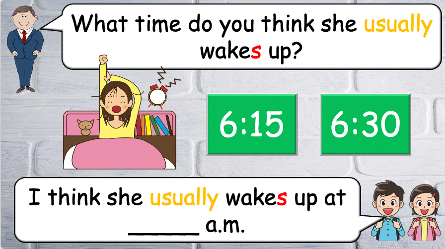 Grade 4 - ESL Lesson - Daily Routine / Time - PowerPoint Lesson