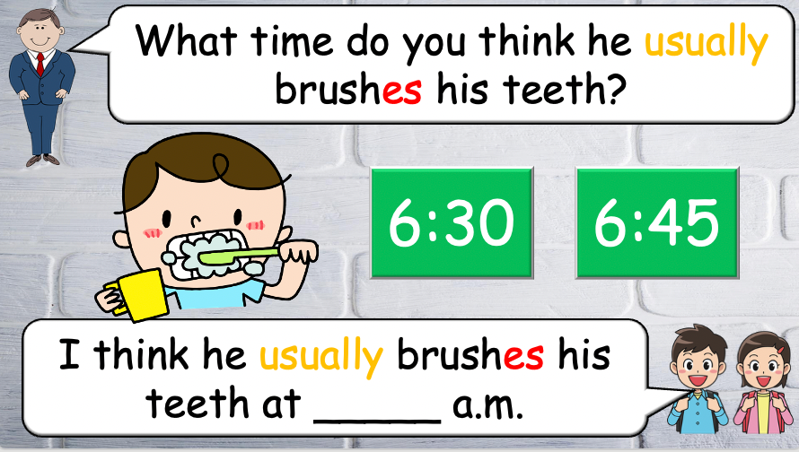 Grade 4 - ESL Lesson - Daily Routine / Time - PowerPoint Lesson