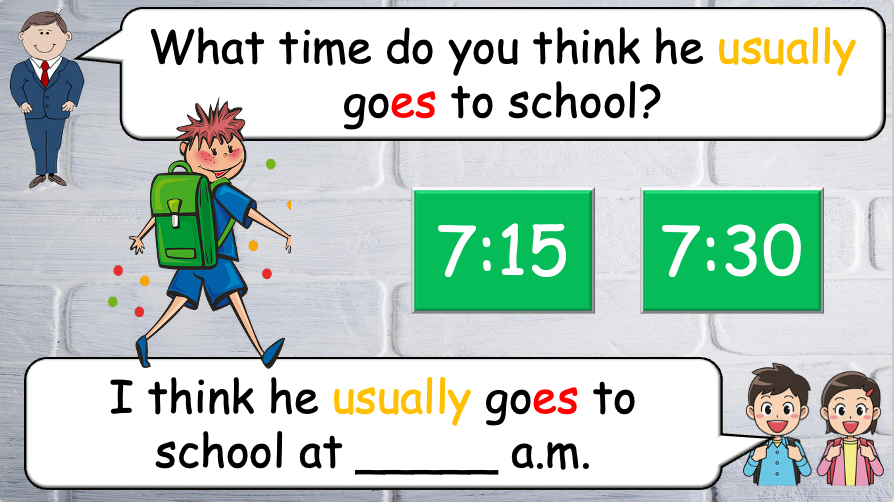 Grade 4 - ESL Lesson - Daily Routine / Time - PowerPoint Lesson