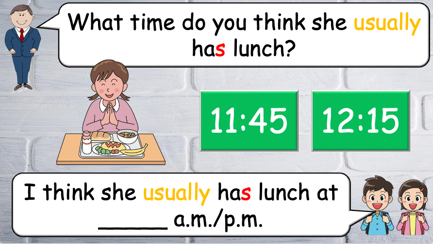 Grade 4 - ESL Lesson - Daily Routine / Time - PowerPoint Lesson