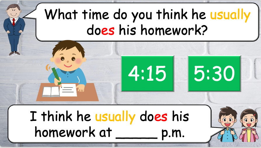 Grade 4 - ESL Lesson - Daily Routine / Time - PowerPoint Lesson