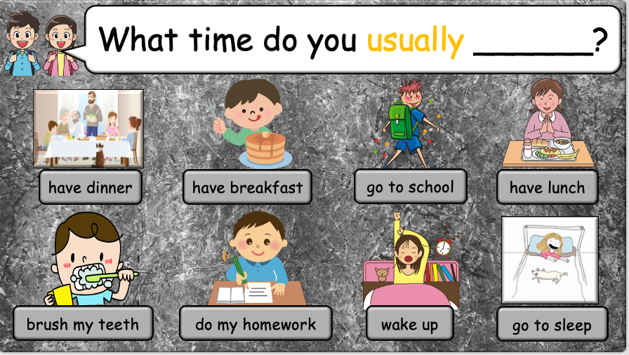 Grade 4 - ESL Lesson - Daily Routine / Time - PowerPoint Lesson
