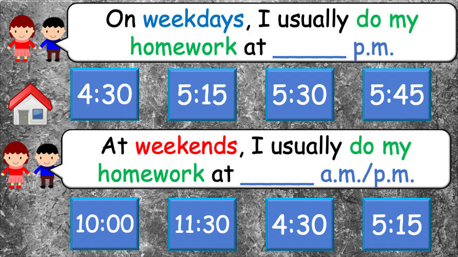 Grade 4 - ESL Lesson - Daily Routine / Time - PowerPoint Lesson