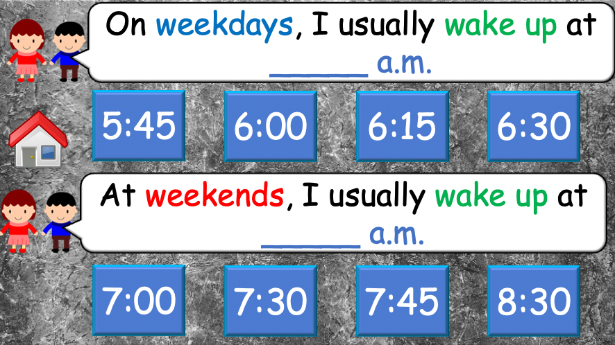 Grade 4 - ESL Lesson - Daily Routine / Time - PowerPoint Lesson